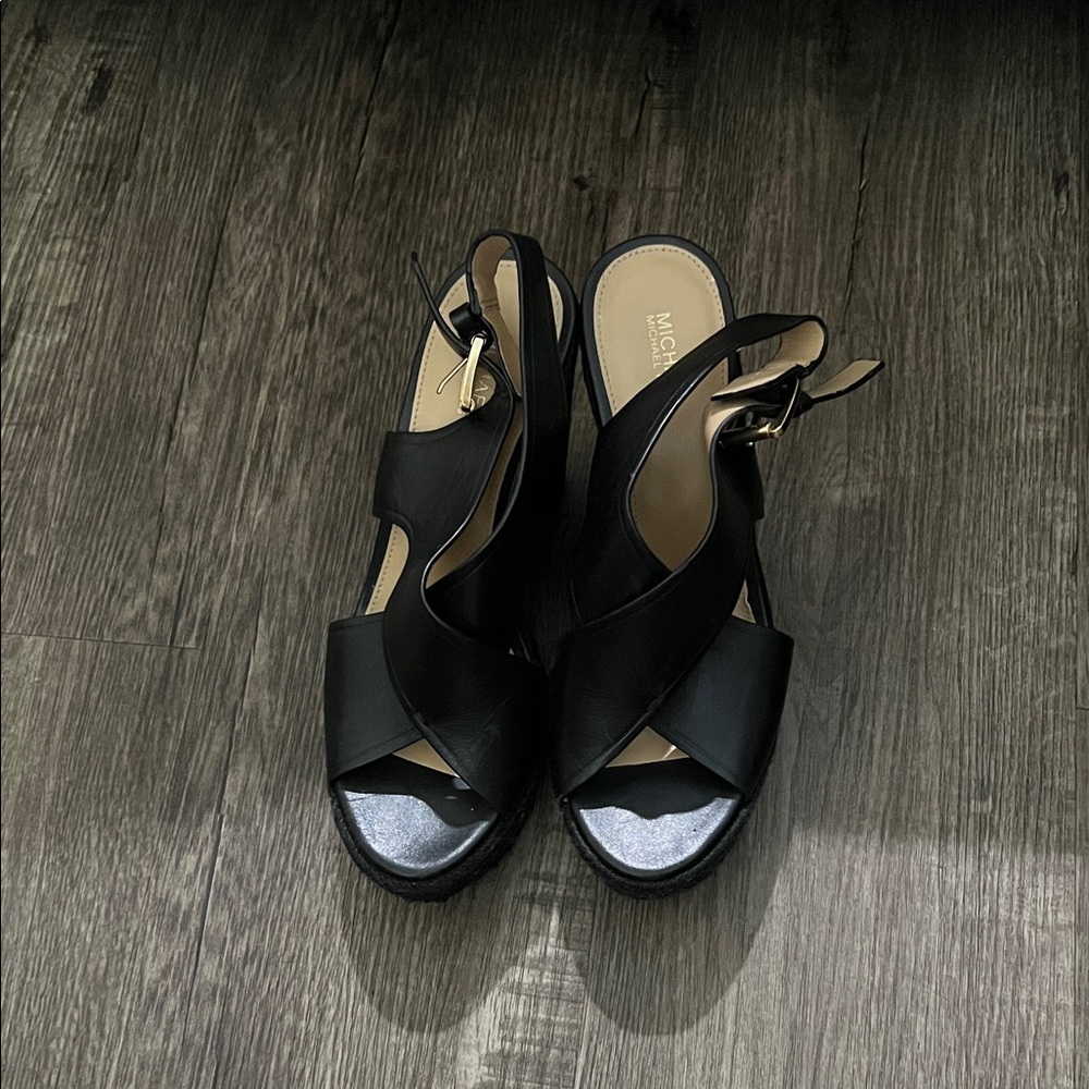 Michael Kors Black Leather Sandals